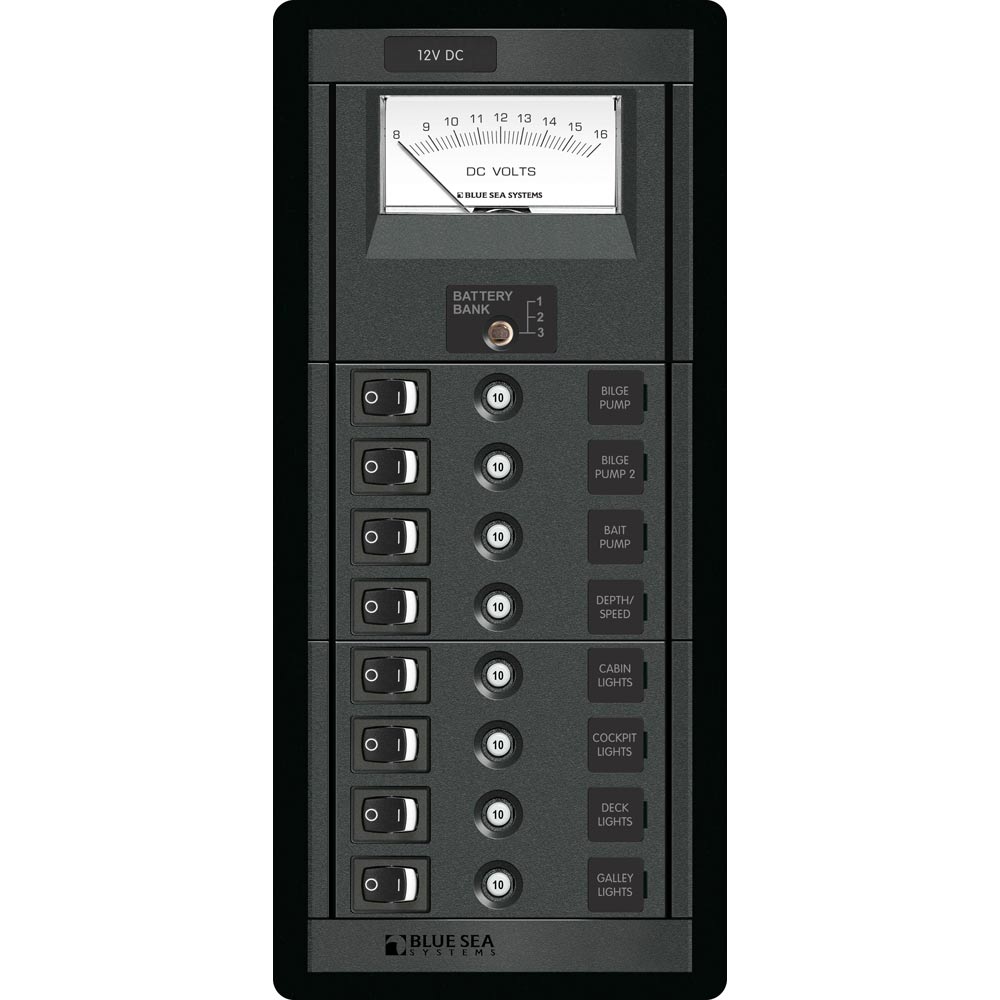 Blue Sea 1463 8 Position Switch CLB + Meter Vertical [1463] - BuoyMart.com  Electrical Panels Blue Sea Systems