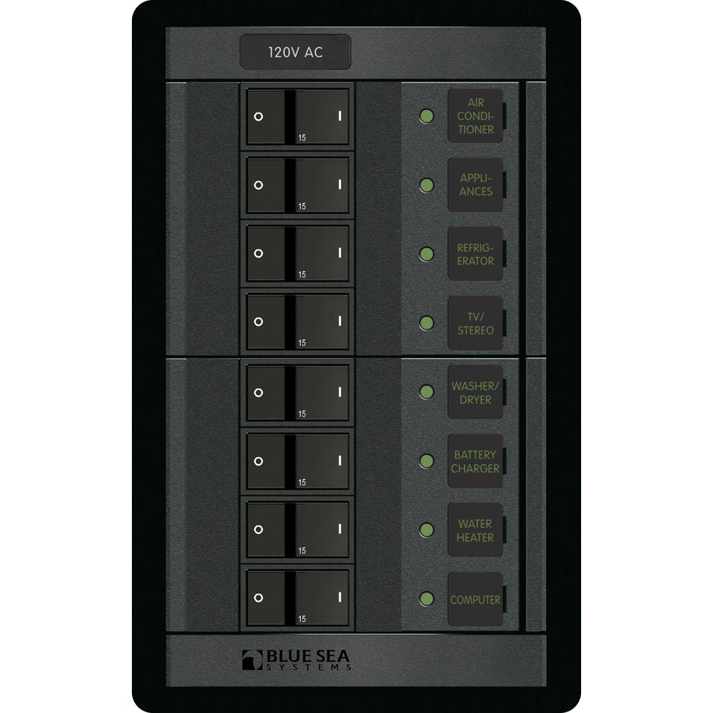 Blue Sea 1228 120V AC 8 Position [1228] - BuoyMart.com  Electrical Panels Blue Sea Systems