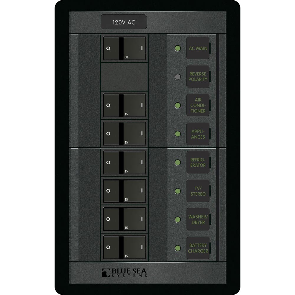 Blue Sea 1202 120V AC Main + 6 Positions - Vertical [1202] - BuoyMart.com  Electrical Panels Blue Sea Systems