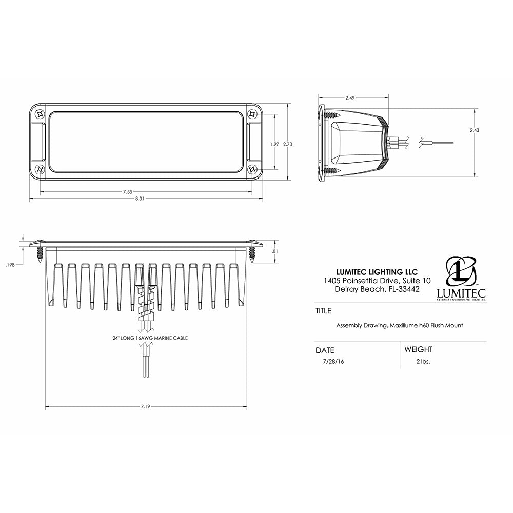 Lumitec Maxillumeh60 - Flush Mount Flood Light - White Housing - White Dimming [101336] - BuoyMart.com  Flood/Spreader Lights Lumitec