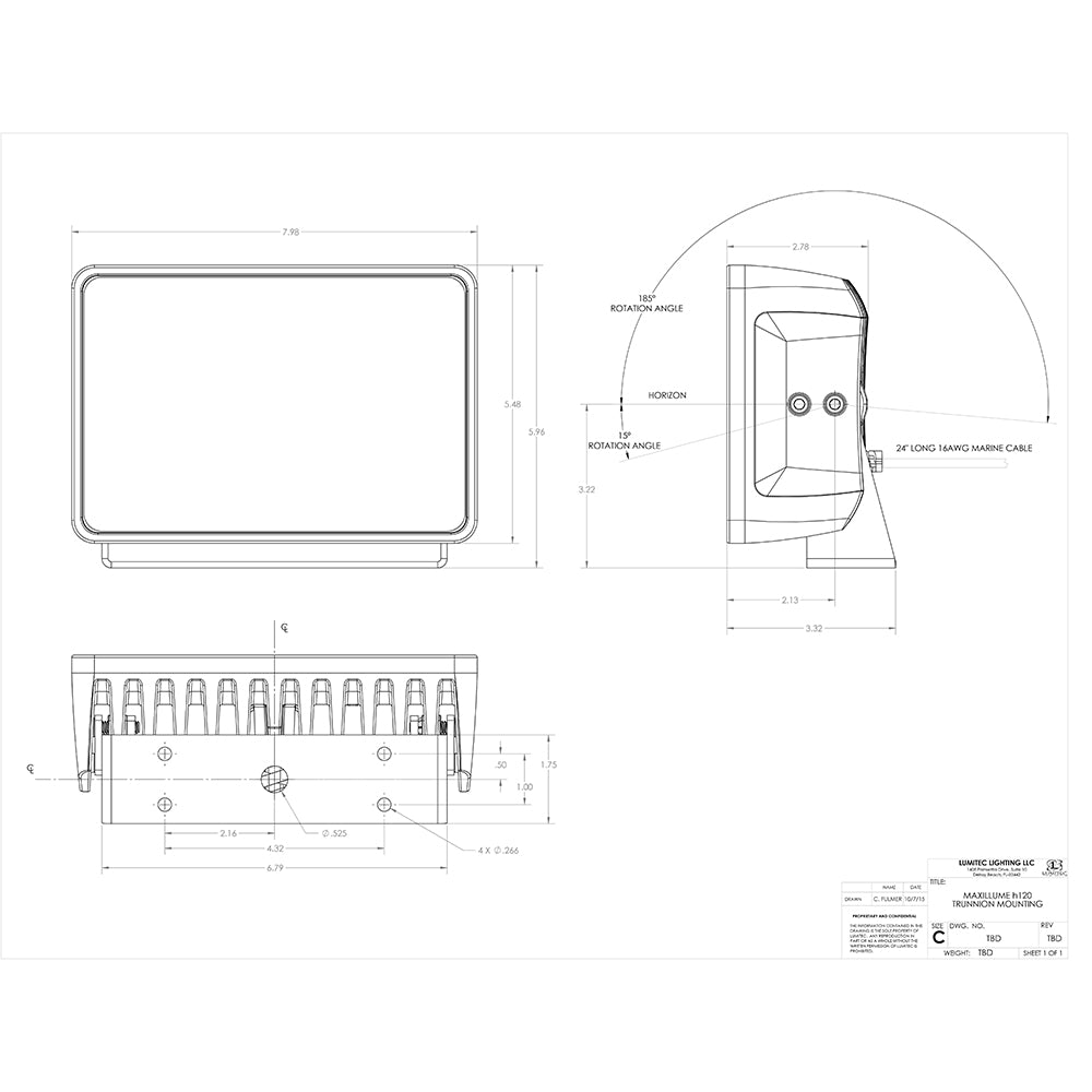 Lumitec Maxillume h120 - Trunnion Mount Flood Light - White Housing - White Dimming [101346] - BuoyMart.com  Flood/Spreader Lights Lumitec