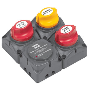 BEP Square Battery Distribution Cluster f/Single Engine w/Two Battery   Banks [716-SQ-140A-DVSR] - BuoyMart.com  Battery Management BEP Marine