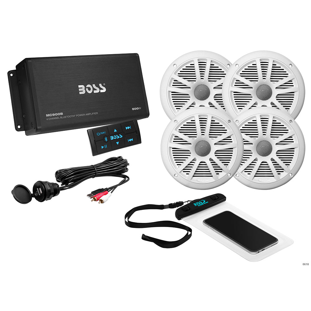 Boss Audio ASK904B.64 4 Channel Amplifier  2 Pairs of 6.5" Speaker Kit - White [ASK904B.64] - BuoyMart.com  Stereos Boss Audio
