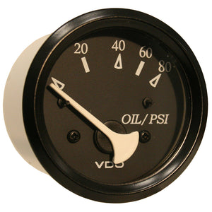 VDO Cockpit Marine Oil Pressure Gauge - 80 PSI - Black Dial/Bezel [350-11800] - BuoyMart.com  Gauges VDO
