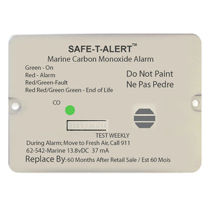 Safe-T-Alert 62 Series Carbon Monoxide Alarm w/Relay - 12V - 62-542-Marine-RLY-NC - Flush Mount - White [62-542-MARINE-RLY-NC] - BuoyMart.com  Fume Detectors Safe-T-Alert