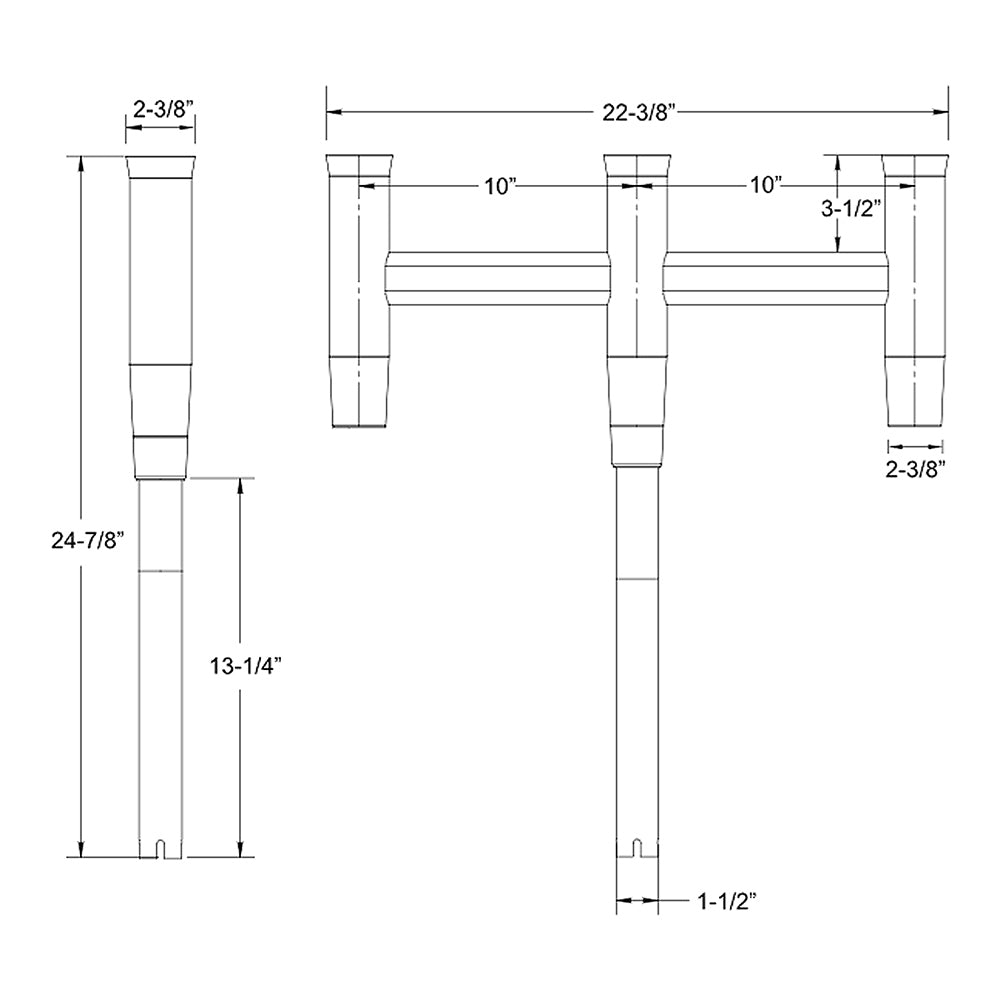 TACO Deluxe Trident Rod Holder Cluster Straight [F31-0780BXY-1] - BuoyMart.com  Rod Holders TACO Marine