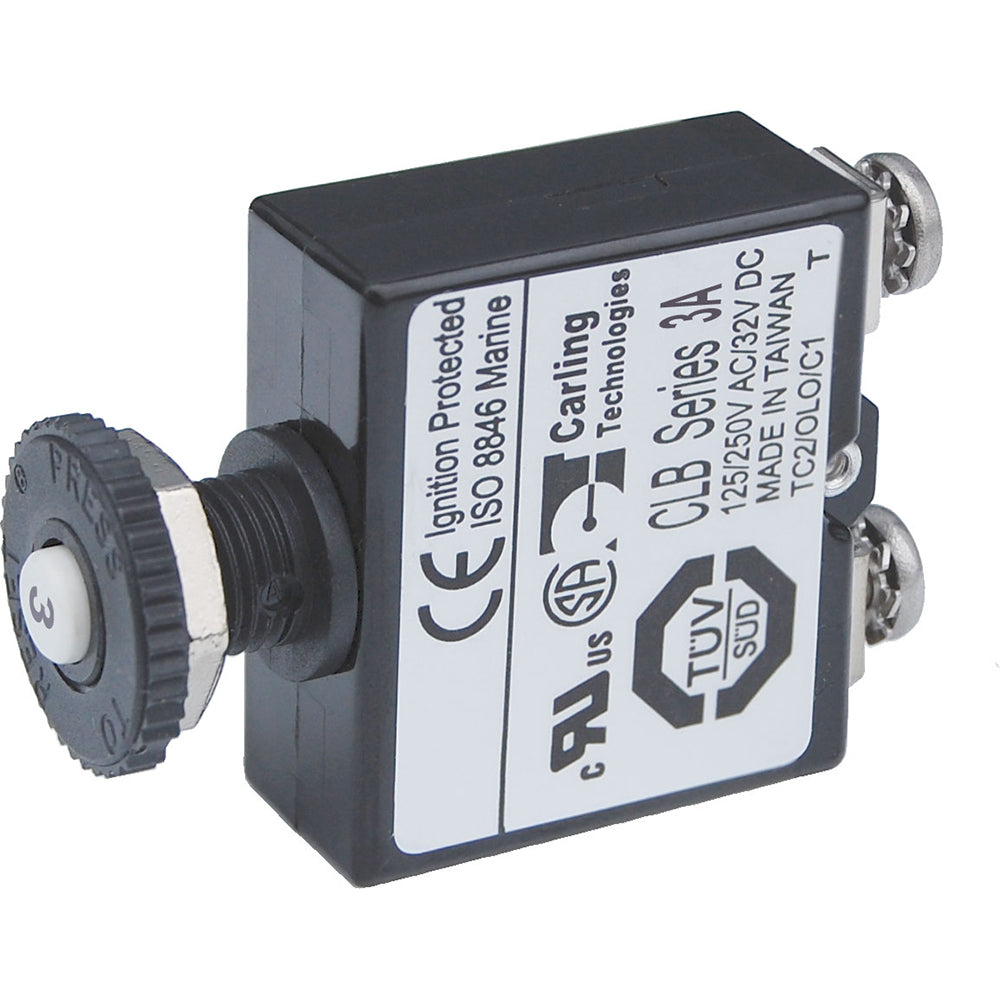 Blue Sea Push Button Reset Only Screw Terminal Circuit Breaker - 3 Amps [2129] - BuoyMart.com  Circuit Breakers Blue Sea Systems