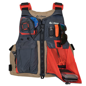 Onyx Kayak Fishing Vest - Adult Oversized - Tan/Grey [121700-706-005-17] - BuoyMart.com  Life Vests Onyx Outdoor