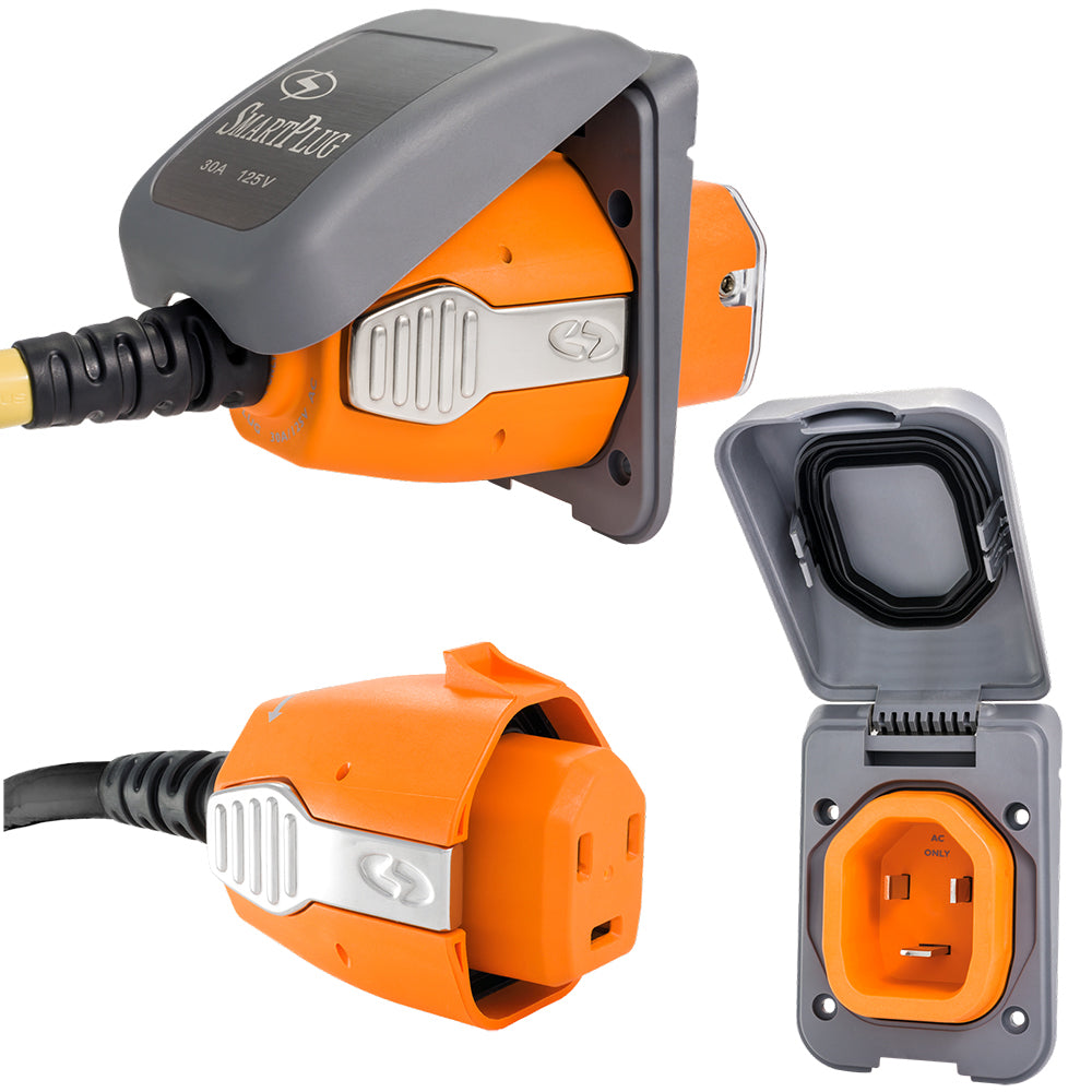 SmartPlug 30 AMP Inlet  Female Cord Connector Combo - Grey [B30ASSYPG] - BuoyMart.com  Shore Power SmartPlug