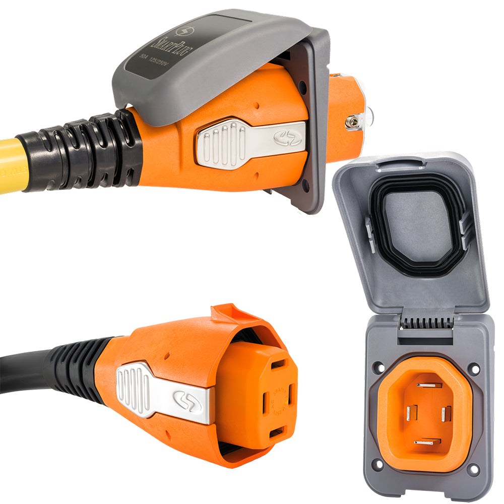 SmartPlug 50 AMP Inlet  Female Cord Connector Combo - Grey [B50ASSYPG] - BuoyMart.com  Shore Power SmartPlug