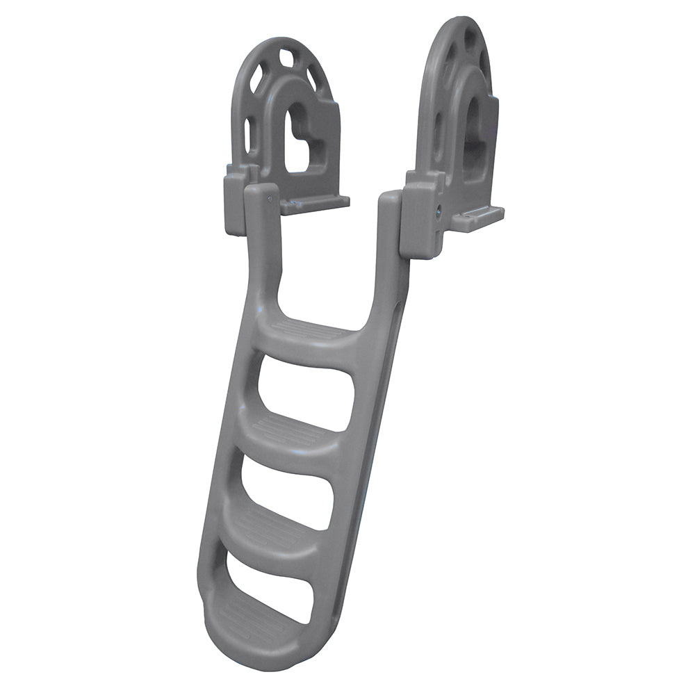 Dock Edge Stand-Off Flip-Up Polyethylene Roto Molded 4-Step Dock Ladder - Grey [2084-F] - BuoyMart.com  Ladders Dock Edge