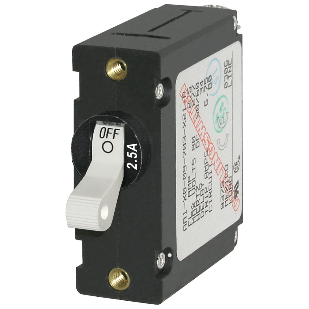 Blue Sea 7197 A-Series White Toggle Circuit Breaker - Single Pole 2.5A [7197] - BuoyMart.com  Circuit Breakers Blue Sea Systems