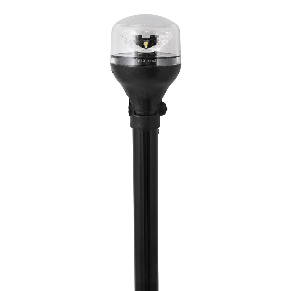 Attwood LightArmor All-Around Light - 12" Black Pole - Black Horizontal Composite Base w/Adapter [5558-P12A7] - BuoyMart.com  Navigation Lights Attwood Marine