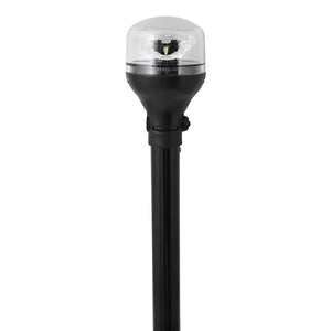 Attwood LightArmor All-Around Light - 12" Black Pole - Black Horizontal Composite Base w/Adapter [5558-P12A7] - BuoyMart.com  Navigation Lights Attwood Marine