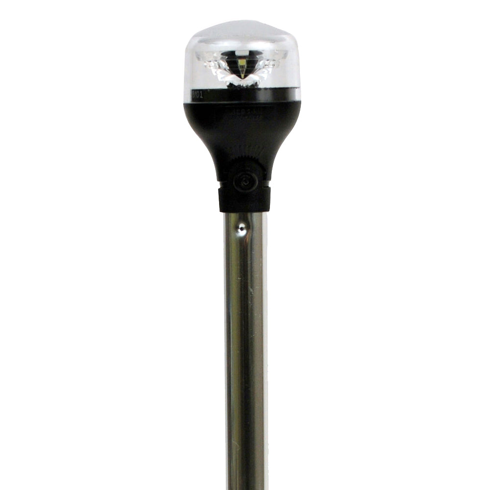 Attwood LightArmor Plug-In All-Around Light - 20" Aluminum Pole - Black Horizontal Composite Base w/Adapter [5550-PA20-7] - BuoyMart.com  Navigation Lights Attwood Marine