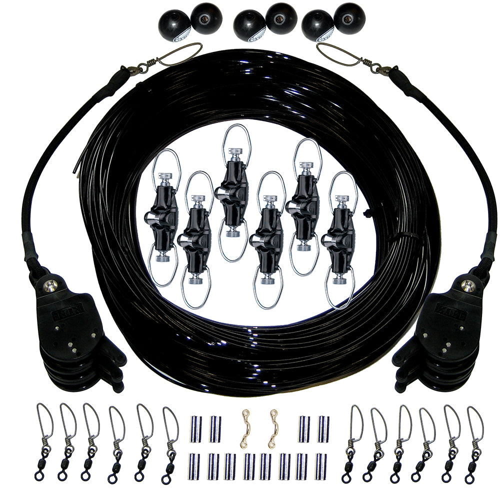 Rupp Triple Rigging Kit W/Lok-Ups  Nok-Outs - 460' Black Mono Cord [CA-0160-MO] - BuoyMart.com  Outrigger Accessories Rupp Marine