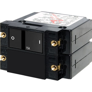 Blue Sea 7411 A-Series Flat Rocker Circuit Breaker - Double Pole - 15A [7411] - BuoyMart.com  Circuit Breakers Blue Sea Systems
