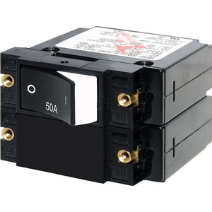 Blue Sea 7577 A-Series Raised Rocker Circuit Breaker - Double Pole - 50A [7577] - BuoyMart.com  Circuit Breakers Blue Sea Systems