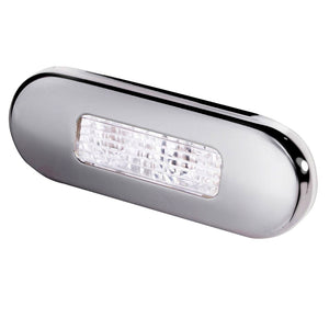 Hella Marine Surface Mount Oblong LED Courtesy Lamp - White LED - Stainless Steel Bezel [980869301] - BuoyMart.com  Interior / Courtesy Light Hella Marine
