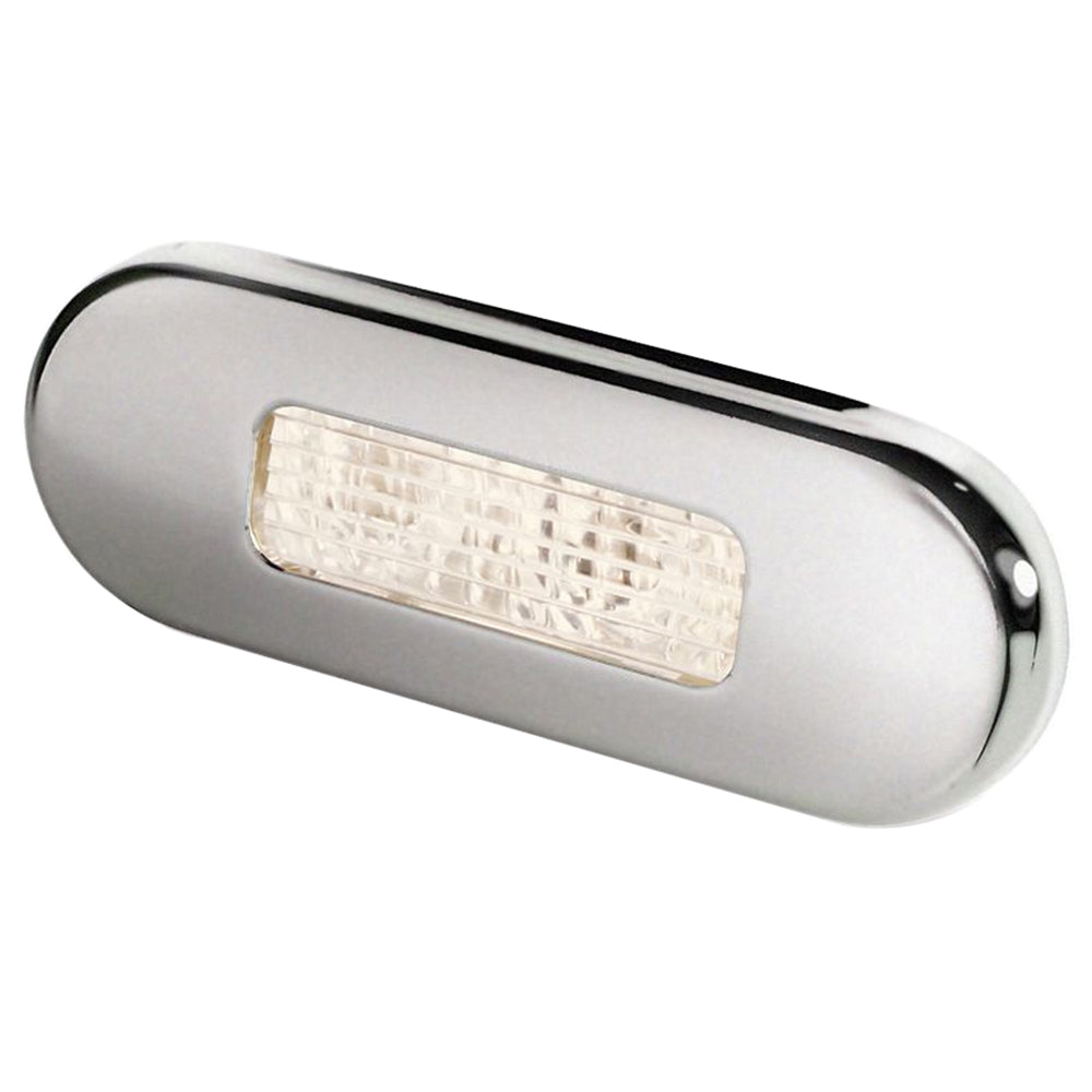 Hella Marine Surface Mount Oblong LED Courtesy Lamp - Warm White LED - Stainless Steel Bezel [980869401] - BuoyMart.com  Interior / Courtesy Light Hella Marine
