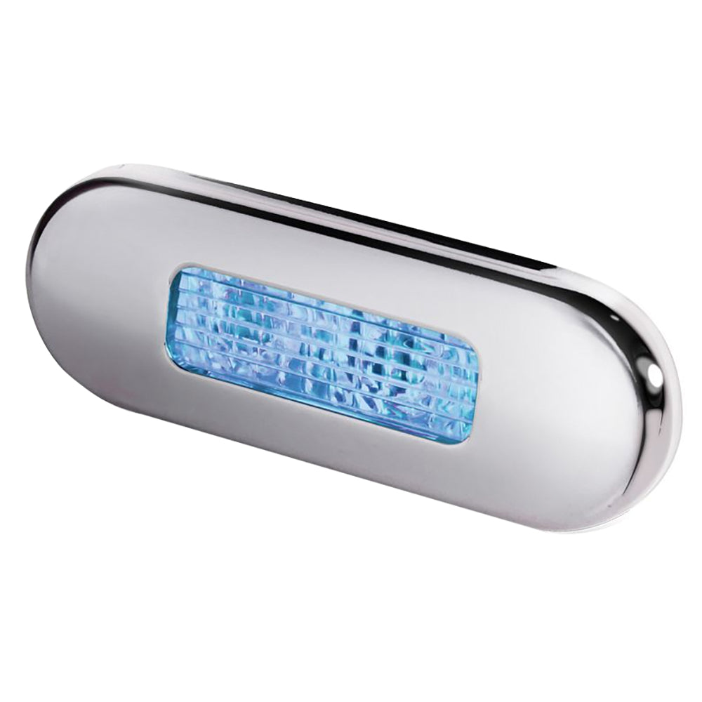 Hella Marine Surface Mount Oblong LED Courtesy Lamp - Blue LED - Stainless Steel Bezel [980869601] - BuoyMart.com  Interior / Courtesy Light Hella Marine