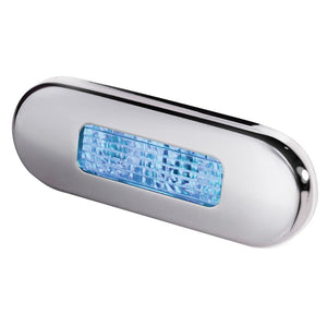 Hella Marine Surface Mount Oblong LED Courtesy Lamp - Blue LED - Stainless Steel Bezel [980869601] - BuoyMart.com  Interior / Courtesy Light Hella Marine