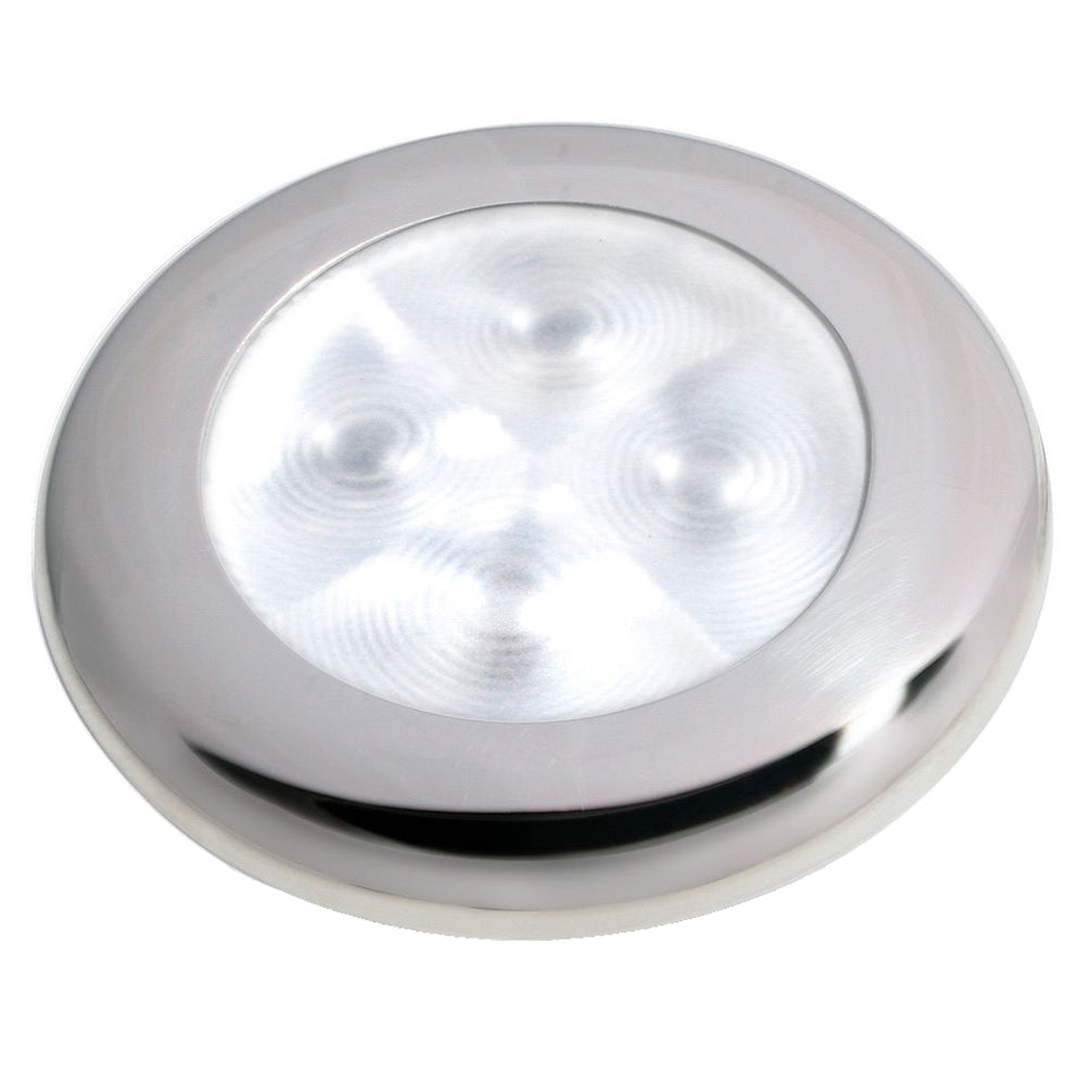 Hella Marine Slim Line LED 'Enhanced Brightness' Round Courtesy Lamp - White LED - Stainless Steel Bezel - 12V [980500521] - BuoyMart.com  Interior / Courtesy Light Hella Marine
