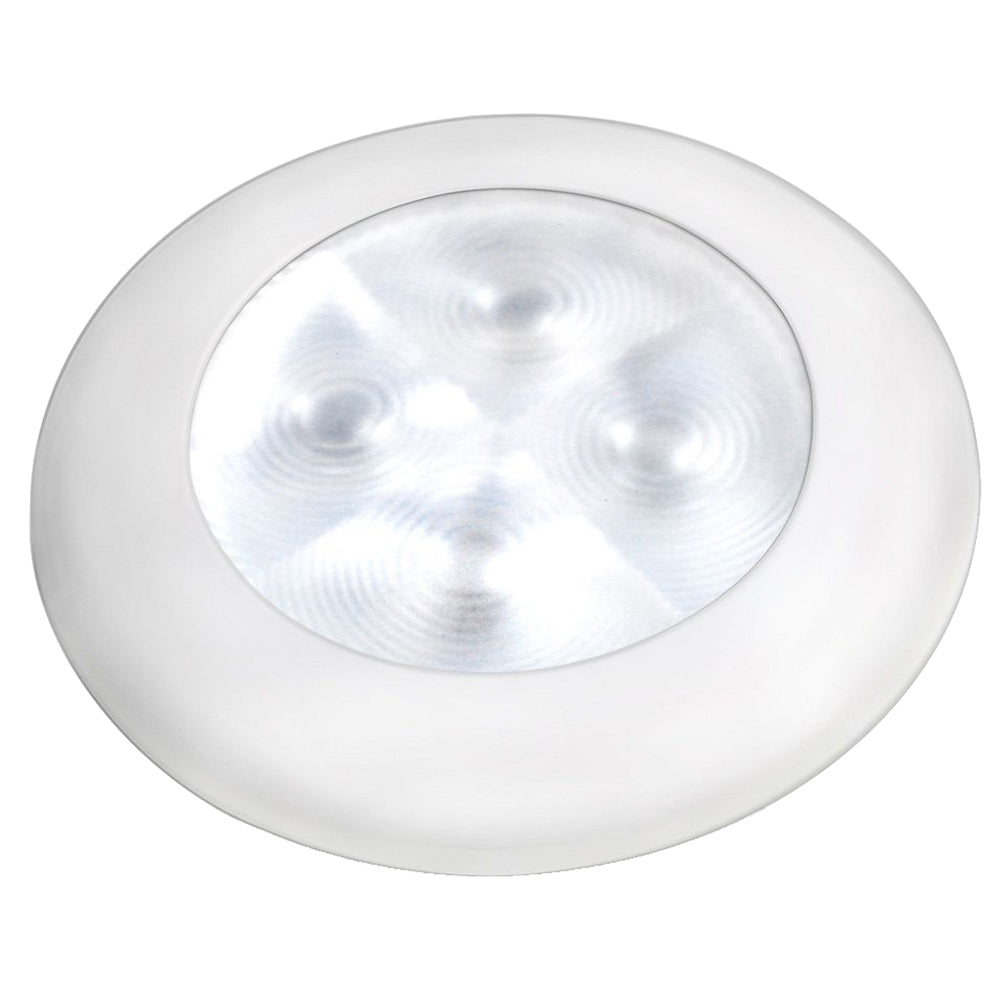 Hella Marine Slim Line LED 'Enhanced Brightness' Round Courtesy Lamp - White LED - White Plastic Bezel - 12V [980500541] - BuoyMart.com  Interior / Courtesy Light Hella Marine