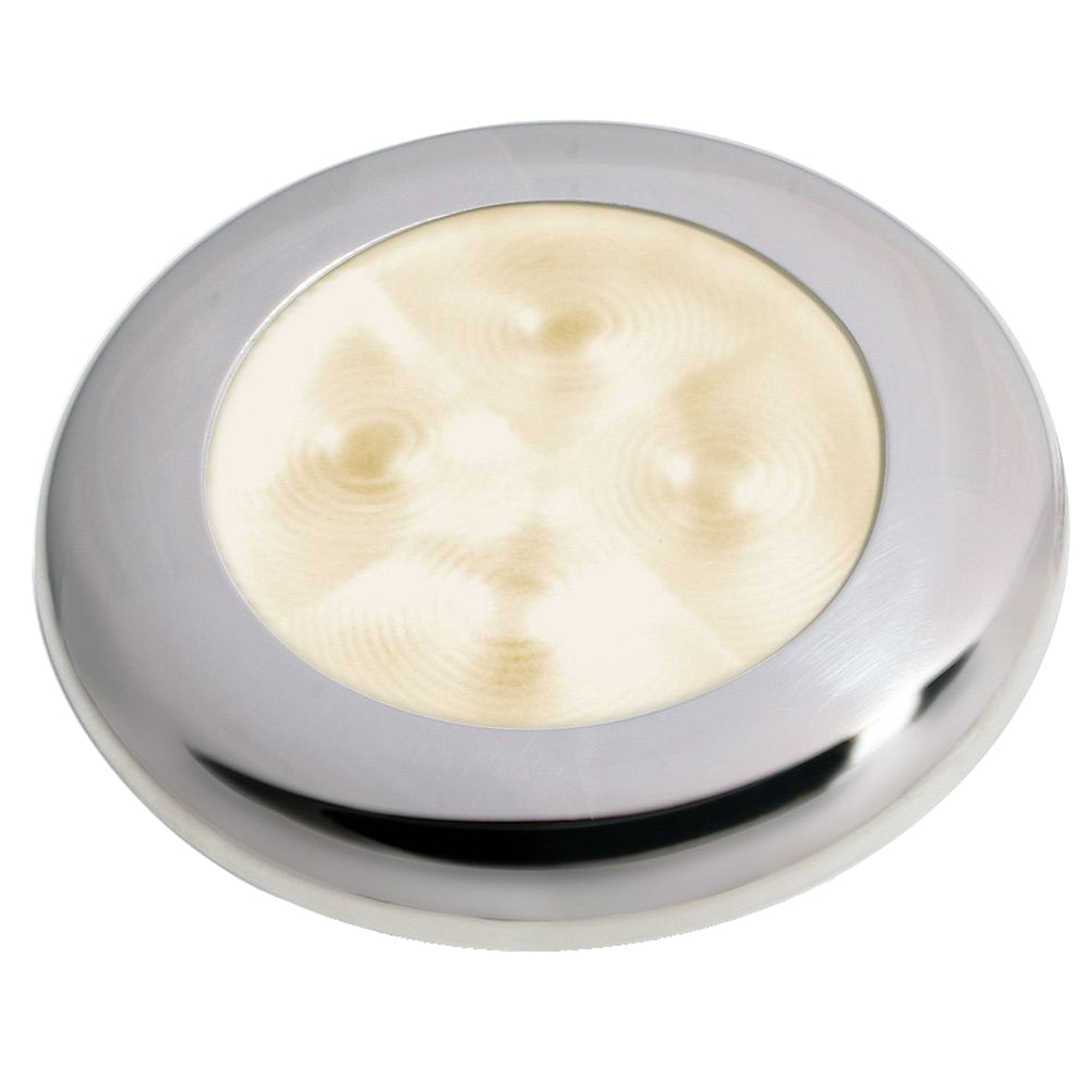 Hella Marine Slim Line LED 'Enhanced Brightness' Round Courtesy Lamp - Warm White LED - Stainless Steel Bezel - 12V [980500721] - BuoyMart.com  Interior / Courtesy Light Hella Marine