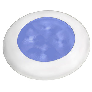 Hella Marine Slim Line LED 'Enhanced Brightness' Round Courtesy Lamp - Blue LED - White Plastic Bezel - 12V [980502241] - BuoyMart.com  Interior / Courtesy Light Hella Marine