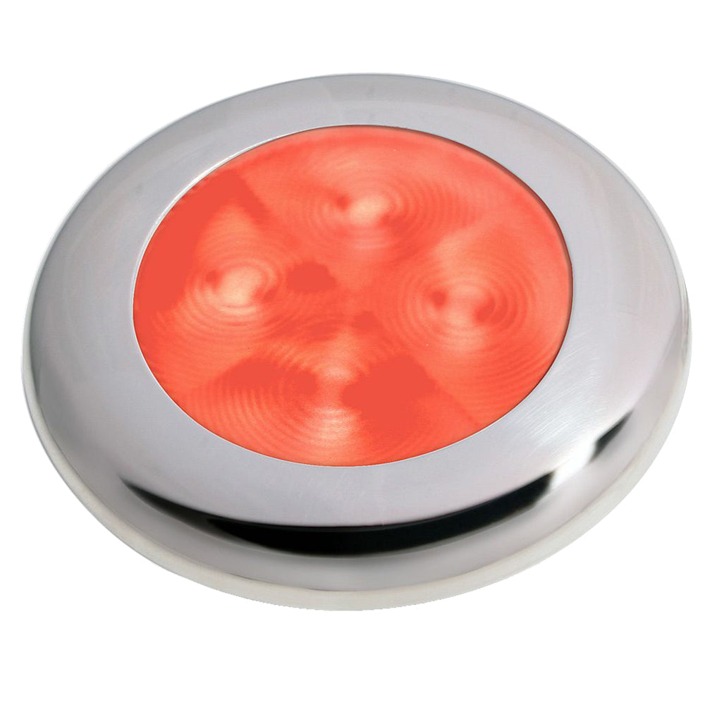 Hella Marine Slim Line LED 'Enhanced Brightness' Round Courtesy Lamp - Red LED - Stainless Steel Bezel - 12V [980507221] - BuoyMart.com  Interior / Courtesy Light Hella Marine