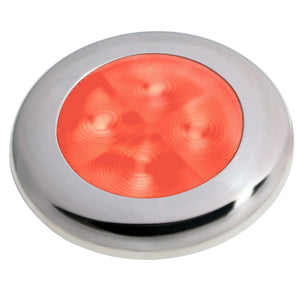 Hella Marine Slim Line LED 'Enhanced Brightness' Round Courtesy Lamp - Red LED - Stainless Steel Bezel - 12V [980507221] - BuoyMart.com  Interior / Courtesy Light Hella Marine