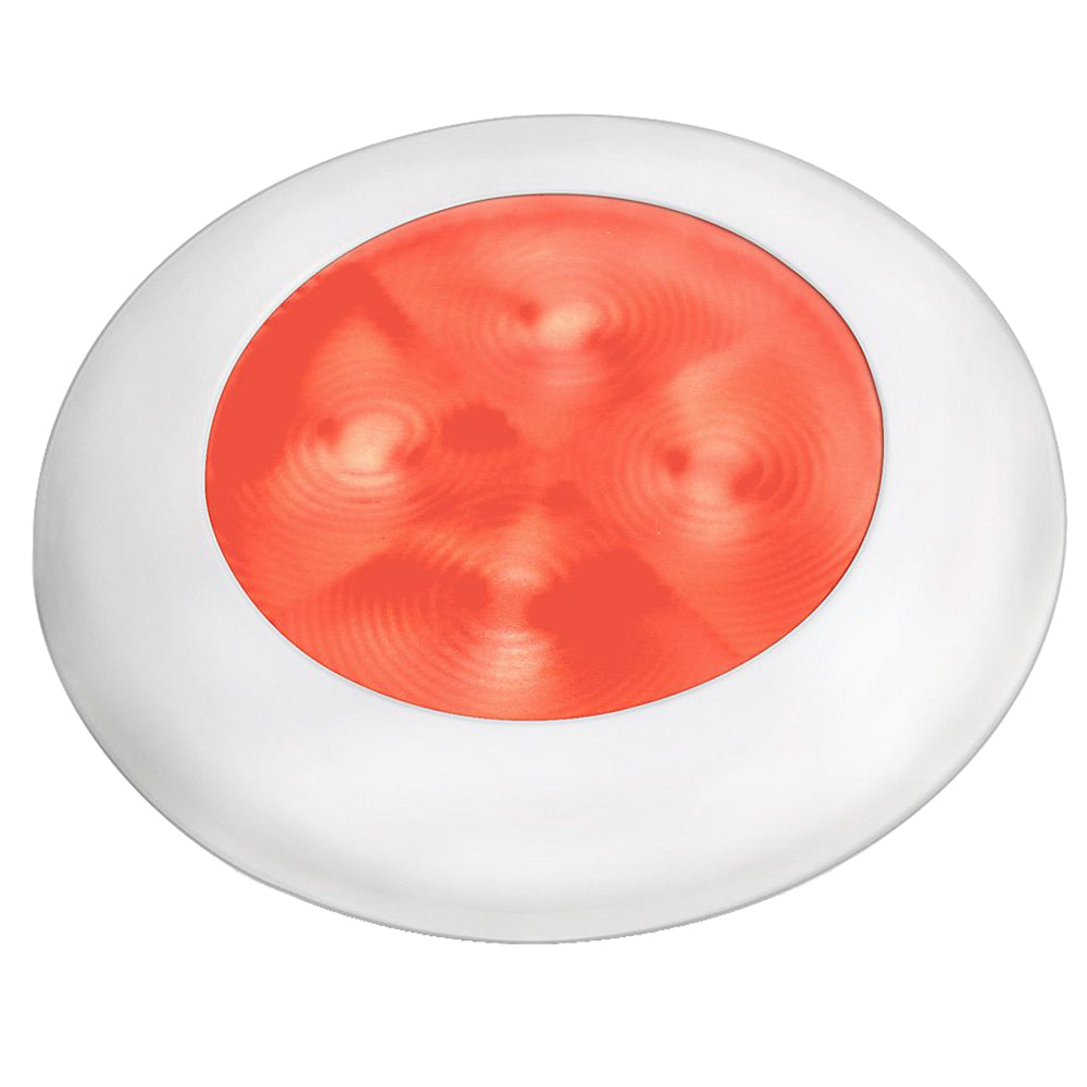 Hella Marine Slim Line LED 'Enhanced Brightness' Round Courtesy Lamp - Red LED - White Plastic Bezel - 12V [980507241] - BuoyMart.com  Interior / Courtesy Light Hella Marine