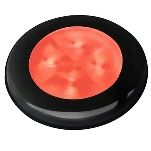 Hella Marine Slim Line LED 'Enhanced Brightness' Round Courtesy Lamp - Red LED - Black Plastic Bezel - 12V [980507251] - BuoyMart.com  Interior / Courtesy Light Hella Marine