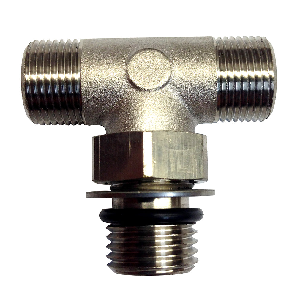 Uflex Boss Style T-Fitting - Nickel - ORB 6 to 3/8" COMP [71955T] - BuoyMart.com  Steering Systems Uflex USA