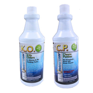 Raritan Potty Pack w/K.O. Kills Odors  C.P. Cleans Potties - 1 of Each - 32oz Bottles [1PPOT] - BuoyMart.com  Cleaning Raritan
