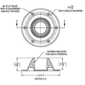 TACO Table Support - Surface Mount - Fits 2-3/8" Pedestals [Z10-4067BLY60MM] - BuoyMart.com  Pedestals TACO Marine