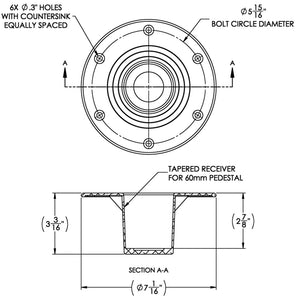 TACO Table Support - Flush Mount - Fits 2-3/8" Pedestals [Z10-4085BLY60MM] - BuoyMart.com  Pedestals TACO Marine