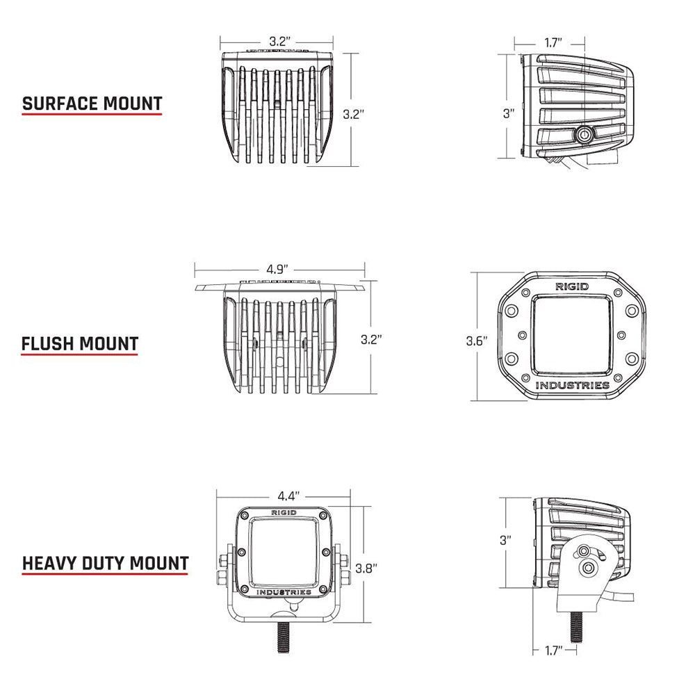 RIGID Industries D-Series PRO Hybrid-Spot LED - Pair - White [602213] - BuoyMart.com  Flood/Spreader Lights RIGID Industries