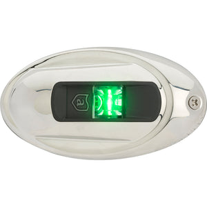 Attwood LightArmor Vertical Surface Mount Navigation Light - Oval - Starboard (green) - Stainless Steel - 2NM [NV4012SSG-7] - BuoyMart.com  Navigation Lights Attwood Marine