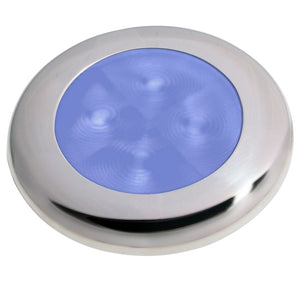 Hella Marine Polished Stainless Steel Rim LED Courtesy Lamp - Blue [980503221] - BuoyMart.com  Interior / Courtesy Light Hella Marine