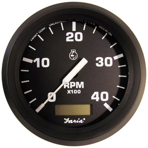Faria Euro Black 4" Tachometer w/Hourmeter (4000 RPM) (Diesel)(Mech. Takeoff  Var. Ratio Alt.) [32834] - BuoyMart.com  Gauges Faria Beede Instruments