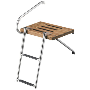 Whitecap Teak Swim Platform w/2-Step Telescoping Ladder f/Boats w/Outboard Motors [68900] - BuoyMart.com  Swim Platforms Whitecap