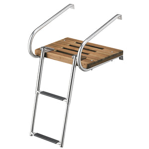 Whitecap Teak Swim Platform w/2-Step Telescoping Ladder f/Boats w/Inboard/Outboard Motors [68904] - BuoyMart.com  Swim Platforms Whitecap