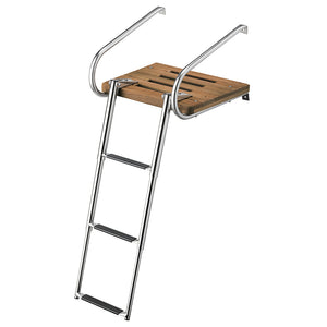 Whitecap Teak Swim Platform w/3-Step Telescoping Ladder f/Boats w/Inboard/Outboard Motors [68906] - BuoyMart.com  Swim Platforms Whitecap