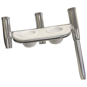 Tigress Offset Triple Rod Holder w/Cup Holders - Port Side - Polished Aluminum [88148] - BuoyMart.com  Rod Holders Tigress