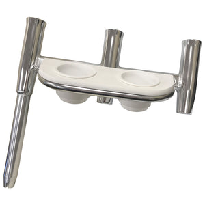 Tigress Offset Triple Rod Holder w/Cup Holders - Starboard Side - Polished Aluminum [88148-1] - BuoyMart.com  Rod Holders Tigress