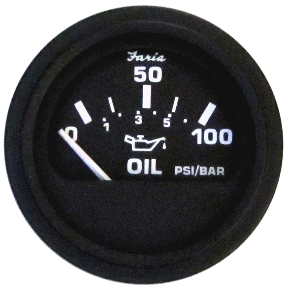 Faria Euro Black 2" Oil Pressure Gauge (100 PSI) [12845] - BuoyMart.com  Gauges Faria Beede Instruments