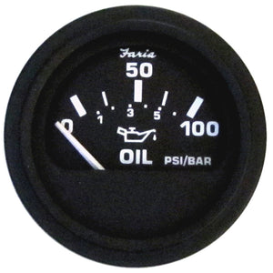 Faria Euro Black 2" Oil Pressure Gauge (100 PSI) [12845] - BuoyMart.com  Gauges Faria Beede Instruments