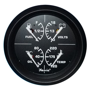 Faria Euro Black 4" Multifunction Gauge - Volt/Fuel/Oil/Water Temperature [32851] - BuoyMart.com  Gauges Faria Beede Instruments